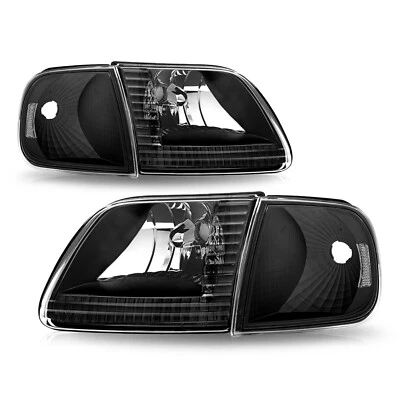 Par de faros negros para Ford F150 1997-2003 Expedition 97-02 Foto 1 de 4