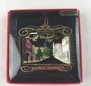 Nations Treasures Batavia Illinois Windmill 24K Brass Metal Ornament Souvenir - Picture 1 of 6
