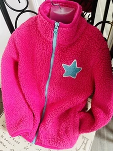 Andy & Evan Girls Fleece Jacket 5 Hot Pink Blue Star - Picture 1 of 4