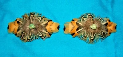 Juego 2 Correas Med Plumas de Faisán y Turquesa ENVÍO GRATUITO MBS04 Foto 1 de 4