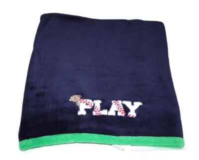 Carters Just One You PLAY Monkey Baby Blanket Navy Blue Green Trim Baseball  - Image 1 of 2