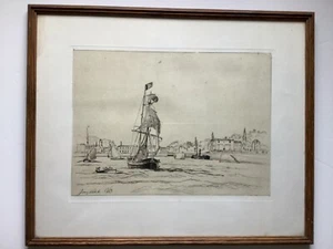 Grabado Johan Barthold Jongkind 1863 "Entree du port de Honfleur" - Imagen 1 de 15