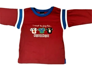 Vintage Oshkosh Jungen T-Shirt Fußball Ringer rot blau langarm Größe 18 Monate - Bild 1 von 12