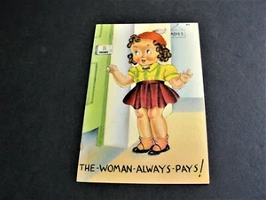 ¡La mujer siempre paga! - Postal de cómic de humor sin publicar. - Imagen 1 de 4