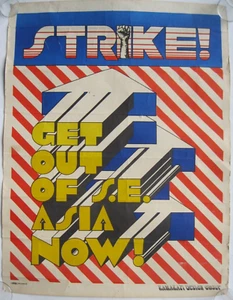 1970 STRIKE GET OUT OF S.E. ASIA NOW Kamakazi Design Group Berkeley Graphic Arts - Picture 1 of 7