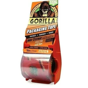 Gorilla Packaging Tape Clear 72mm x 18M Tape  Roll Hand Held Dispenser - New - Picture 1 of 4