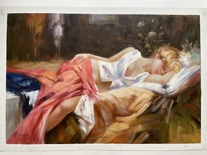 Frau schläft Ölgemälde 24 "x 36" - Bild 1 von 4