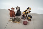 Folkart Cat Shelf  Decor Solid Wood hand Carved Painted Cat Collector Figurines