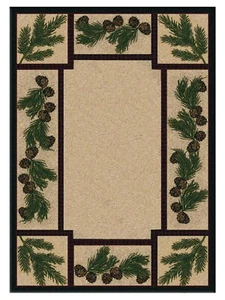 PINE VALLEY PINECONE BORDER RUG - 5' X 8" - Picture 1 of 1