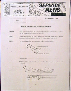 Yamaha Service Notes Bulletin to Repair WX7 Key Switch Contact, Protect Power IC - Picture 1 of 1