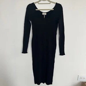 Universal Thread Women's Long Sleeve Midi Ribbed Sweater Dress Black Medium - Picture 1 of 7