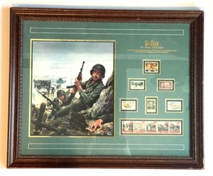 D-Day Kunstdruck von Mort Kunstler mit Briefmarkenausgaben zum 50. Jahrestag USA, Frankreich. UK - Bild 1 von 5