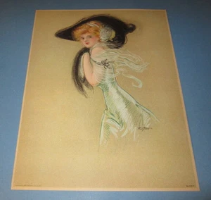 Old Vintage 1909 Antique VICTORIAN PRINT - Art Nouveau - LADY - Maud Stumm  - Picture 1 of 1