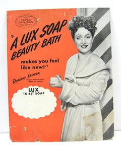 Vintage Lux Soap Movie Star Dorothy Lamour Cardboard Store Sign Old Store Stock - Picture 1 of 2