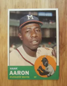 Hank Aaron 1963 Topps #390 Trading Card MLB Baseball Milwaukee Braves - Picture 1 of 10