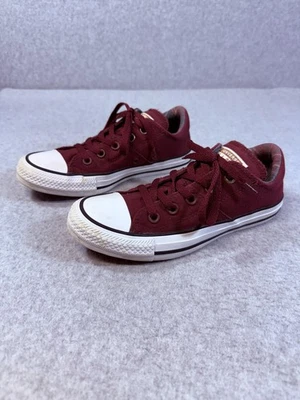Zapatos Converse All Star para mujer talla 6 borgoña parte superior baja de lona forrados a cuadros informales Foto 1 de 4