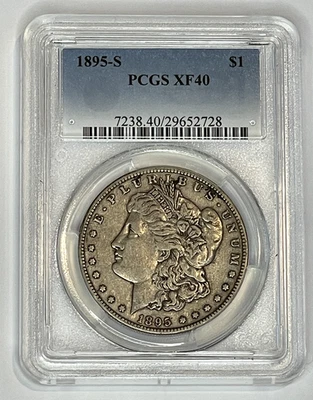 1895-S Morgan Silver Dollar $1 PCGS XF40 Tough Date Nice Original Low Mintage - Image 1 of 2
