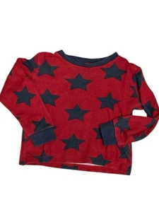 CB40# TU Jungen 100% Baumwolle rot Sterne Langarm Pyjama Oberteil Größe 2-3 Jahre - Bild 1 von 8