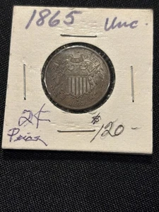 1865 2C Two Cent Piece Marked Uncirculated From Dealer Estate - Picture 1 of 3