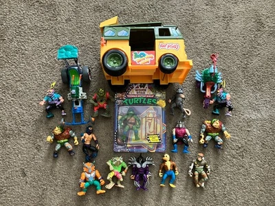 Ninja Turtles Toy Lot Party Wagon 14 Figures Vehicles Shredder Leo Ratking TMNT - Image 1 of 4
