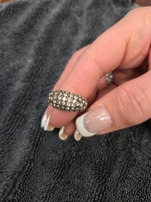 RARE Vintage Heidi Daus Swarovski Crystal Pave Dome Ring Sz 8 - Image 1 of 3