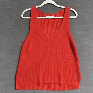 Loft Pullover Medium rot Strick ärmellos V-Ausschnitt Tank Top Baumwolle Boho Indie Preppy - Bild 1 von 10