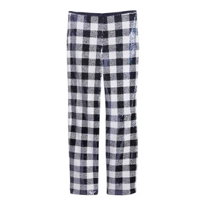 Vineyard Vines Sequined Gingham High Waisted Trousers Navy White Size 10 - Picture 1 of 8