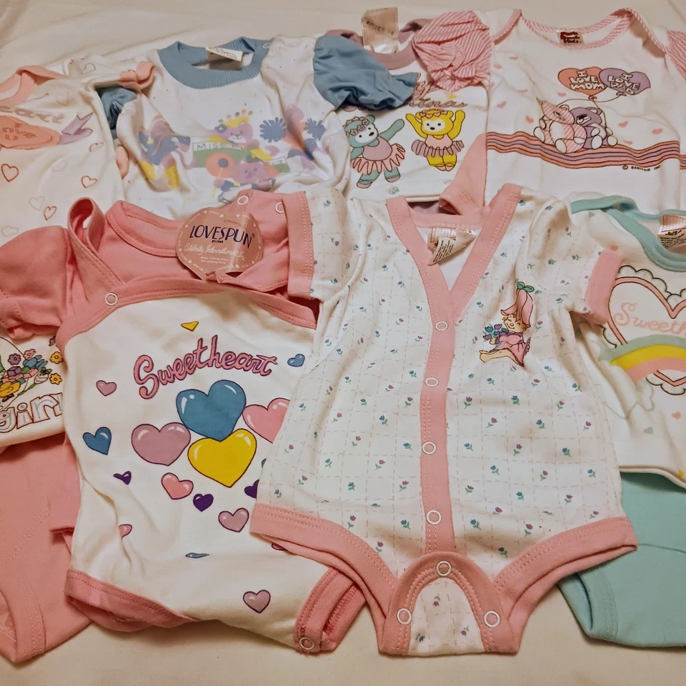 Vtg. 1980s Baby 0-6 Mo. Girl Clothes Lot Sweetheart Pastel Unworn Childwise NWOT - Image 1 of 4