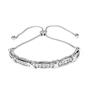 .925 Sterling Silver 1/10 Cttw Diamond Bracelet (I-J Color, I2-I3 Clarity) - Picture 1 of 6