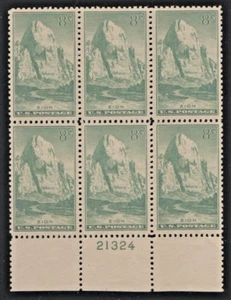 Sc# 747 Zion National Park Issue Bottom Plate Block (6) MNH - Picture 1 of 2