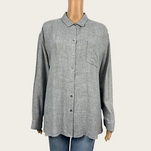 J. Jill Women's MEDIUM Heather Gray LS Button Front Tunic Blouse Shirt Top Rayon - Picture 1 of 7
