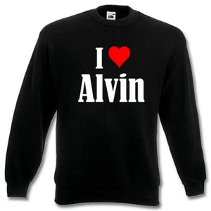 Sweatshirt Sweater I Love Alvin für Damen Herren und Kinder Farben Schwarz Weiss - Bild 1 von 3