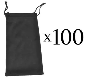 LOTTO 100 PEZZI OCCHIALI DA SOLE OCCHIALI DA VISTA NERO POLIESTERE SACCHETTO CUSTODIA MORBIDA BORSA - Foto 1 di 2
