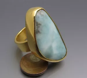 REIF-DESIGN - GROßER LARIMAR RING - HANDARBEIT - UNIKAT AUS EIGENER GOLDSCHMIEDE - Bild 1 von 7