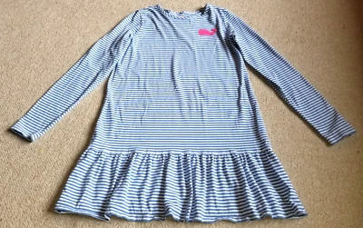 Girls Dress-VINEYARD VINES-'Bayside Blue' striped 'Tee Dress' peplum ls-L  (14) - Image 1 of 4