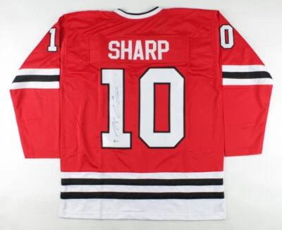 Patrick Sharp Signed Chicago Blackhawk Jersey (Beckett COA) 3xStanley Cup Champ - Image 1 of 4