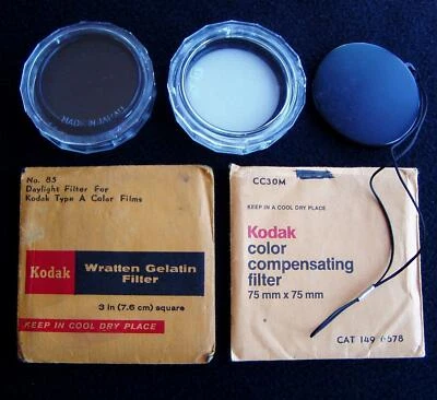 KALT POLARIZER & HALO CROSS 49mm Filters with cases + Kodak Compensating Filters - Image 1 of 4