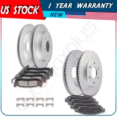 Front + Rear Brake Pads And Rotors Discs For Dodge Grand Caravan Chrysler Foto 1 de 4