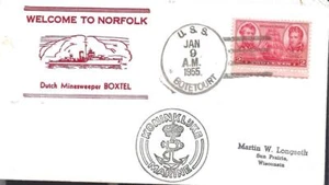 Dutch Minesweeper BOXTEL 9 Jan 1955 Welcome to Norfolk Nicholson Cachet - Picture 1 of 1