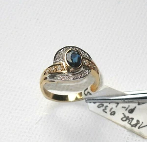 ANILLO SAFIR con BRILLANTES en 585/- 14 crt. WG / GG - Imagen 1 de 4