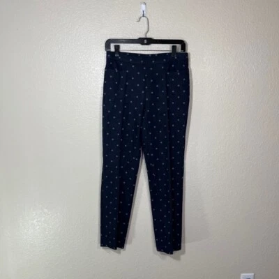 Akris Punto Pants Womens 4 Pletaed Polka Dot Dress Trousers Blue Cotton Business - Image 1 of 4