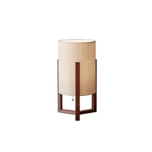Adesso Quinn Table Lantern - Walnut Birch Wood & Natural Linen Shade &#8211; Per - Picture 1 of 5