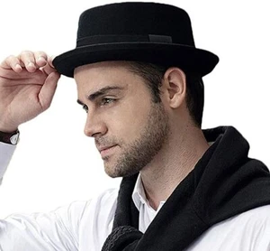 Pork Pie Hat 100% Wool Felt Men's Porkpie Breaking Bad Hats Flat Top Mens Fedora - Picture 1 of 5