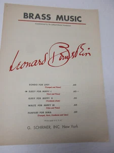 Leonard Bernstein Elegy for Mippy I for Horn and Piano Sheet Music G Schirmer - Picture 1 of 4
