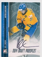 2014 ITG DRAFT PROSPECTS AUTOGRAPH AUTO #AKA1 ANTON KARLSSON SWEDEN *50426
