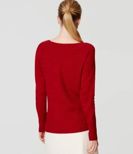 NWT Ann Taylor Loft Chevron Sweater Deep Navy or Plum Purple Red or Cotton - Picture 1 of 14