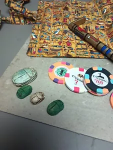Cylinder and Coins-John Ramsay-Egyptian Motif Poker Chips & Scarabs Pharaoh Wand - Picture 1 of 7