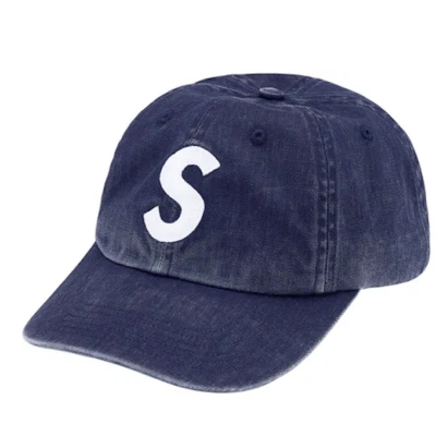 SUPREME FW22 PIGMENT PRINT S LOGO 6 PANEL S HAT BRAND NEW INDIGO BLACK - Image 1 of 4