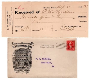 1902 Bristol TN E.W. King Dry Goods Illustrated Advertising to Gate City VA - Picture 1 of 3