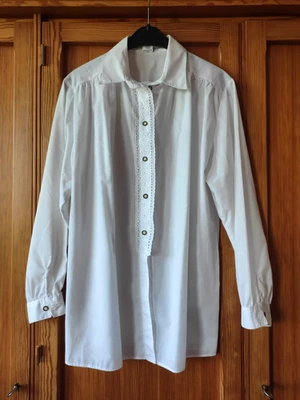 Trachten, Bluse, weiß, Spitzenborde, langarm, Größe 40, von C&A - Bild 1 von 3